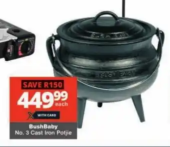 Checkers BushBaby No. 3 Cast Iron Potjie offer
