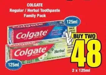Boxer COLGATE Regular/ Herbal Toothpaste Family Pack offer
