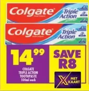 Shoprite COLGATE TRIPLE ACTION TOOTHPASTE 100ml each offer