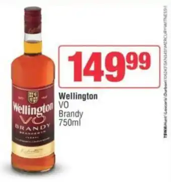 Spar Tops Wellington VO Brandy 750ml offer