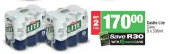 Spar Tops Castle Lite Cans 6x500ml offer