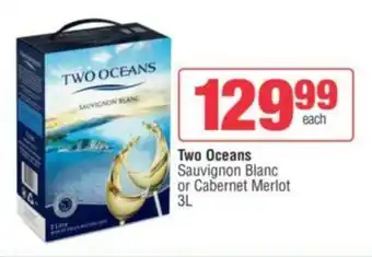 Spar Tops Two Oceans Sauvignon Blanc or Cabernet Merlot 3L offer