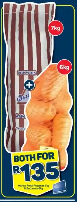 Pick n Pay Market Fresh Potatoes 7kg & Butternut 6kg offer