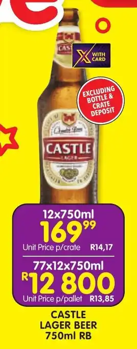 Shoprite Liquor CASTLE LAGER BEER 750ml RB offer