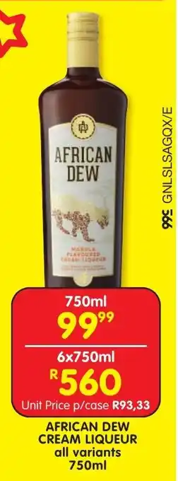 AFRICAN DEW CREAM LIQUEUR all variants 750ml