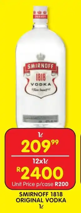 Shoprite Liquor SMIRNOFF 1818 ORIGINAL VODKA 1L offer