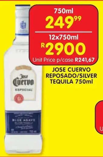 Shoprite Liquor JOSE CUERVO REPOSADO/SILVER TEQUILA 750ml offer
