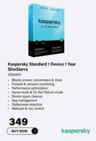 Incredible Connection Kaspersky Standard 1 Device 1 Year SlimSierra offer