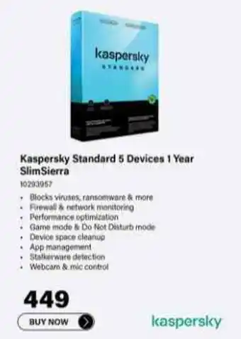 Incredible Connection Kaspersky Standard 5 Devices 1 Year SlimSierra offer