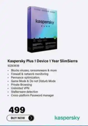 Incredible Connection Kaspersky Plus 1 Device 1 Year SlimSierra offer