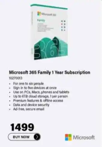 Incredible Connection Microsoft 365 Family 1 Year Subscription offer