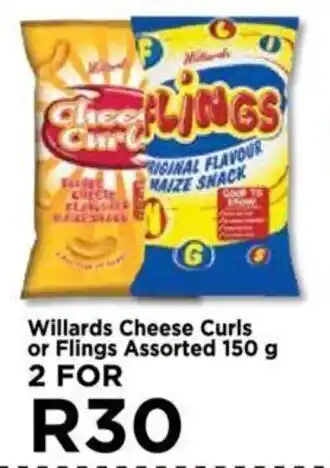Food Lover's Market Willards Cheese Curls or Flings Assorted 150g offer