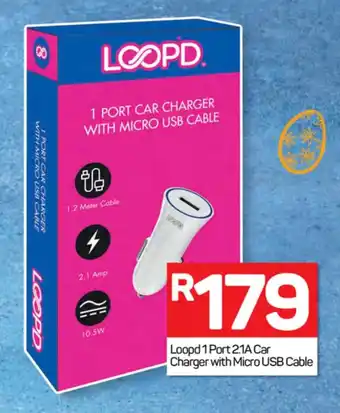 Pick n Pay Hypermarket Loopd 1 Port 2.1A Car Charger with Micro USB Cable offer