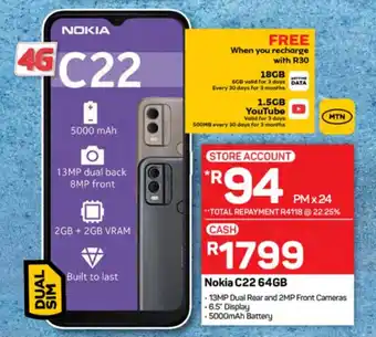 Pick n Pay Hypermarket Nokia C22 64GB offer