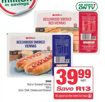 Spar SPAR Red or Smoked Viennas 500g offer