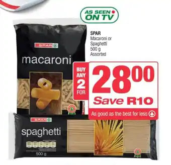 Spar SPAR Macaroni or Spaghetti 500g Assorted offer