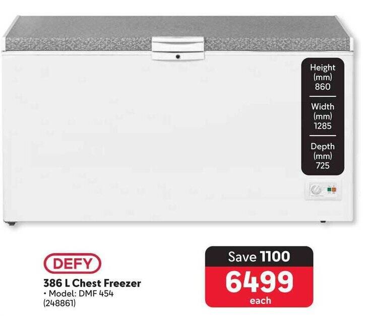 DEFY 386 L Chest Freezer offer at Makro