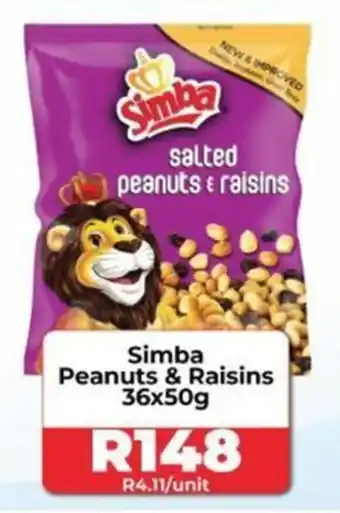 1UP Simba Peanuts & Raisins 36x50g offer