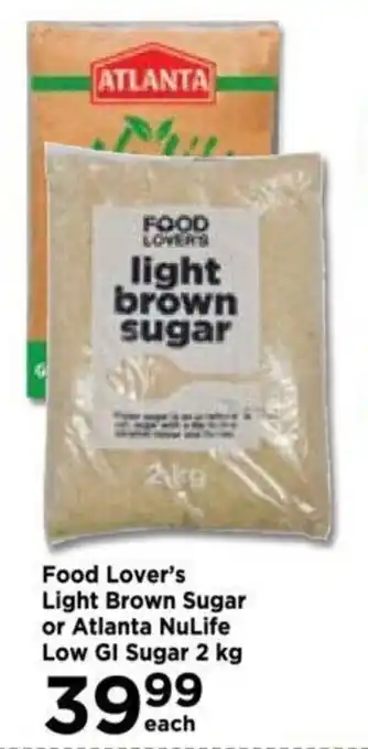 Food Lover's Light Brown Sugar or Atlanta NuLife Low GI Sugar 2kg