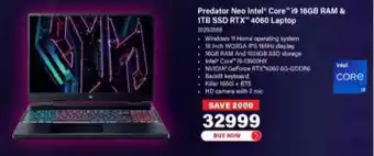 Incredible Connection Predator Neo Intel Core i9 16GB RAM & 1TB SSD RTX 4060 Laptop offer