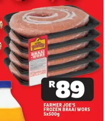 Usave FARMER JOE'S FROZEN BRAAI WORS 5x500g offer