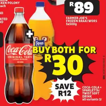 Usave COCA-COLA + SPARLETTA/ TWIST SOFT DRINK all variants 2L offer