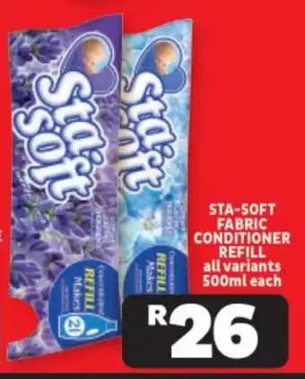 Usave STA-SOFT FABRIC CONDITIONER REFILL all variants 500ml each offer