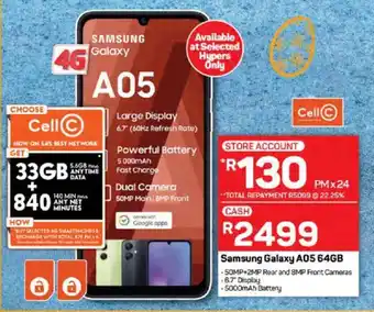 Pick n Pay Samsung Galaxy A05 64GB offer