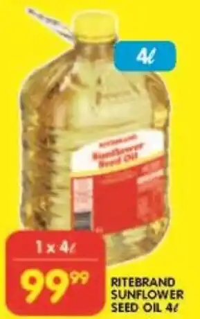 Shoprite RITEBRAND SUNFLOWER SEED OIL 4L offer