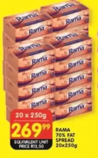 Shoprite RAMA 70% FAT SPREAD 20x250g offer