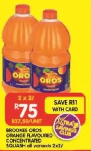 Shoprite BROOKES OROS ORANGE FLAVOURED CONCENTRATED SQUASH offer