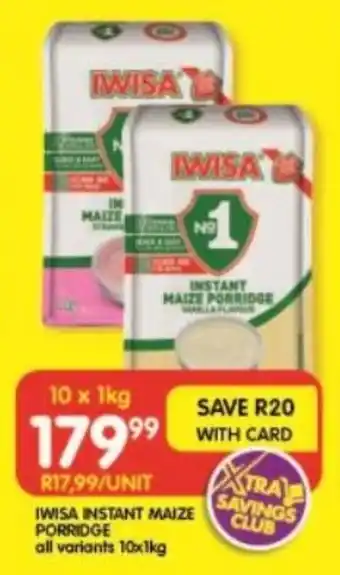 Shoprite IWISA INSTANT MAIZE PORRIDGE offer