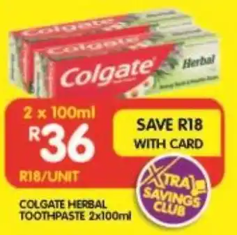 Shoprite COLGATE HERBAL TOOTHPASTE 2x100ml offer