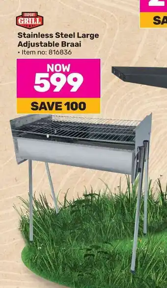 Game Stainless Steel Large Adjustable Braai offer