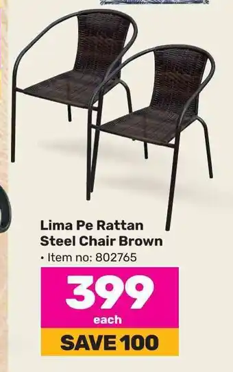 Game Lima Pe Rattan Steel Chair Brown offer