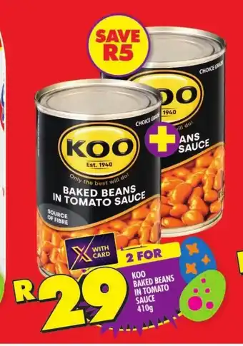 Shoprite KOO BAKED BEANS IN TOMATO SAUCE 410g offer