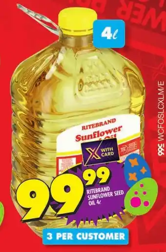 Shoprite RITEBRAND SUNFLOWER SEED OIL 4L offer