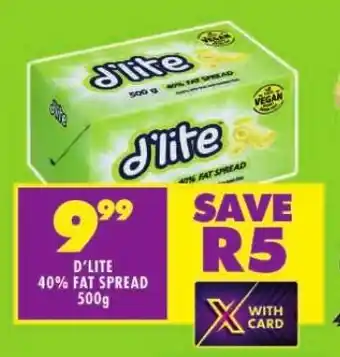 Shoprite D'LITE 40% FAT SPREAD offer