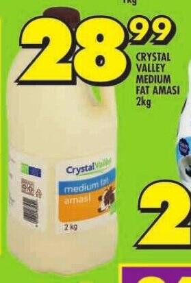 CRYSTAL VALLEY MEDIUM FAT AMASI 2kg offer at Shoprite