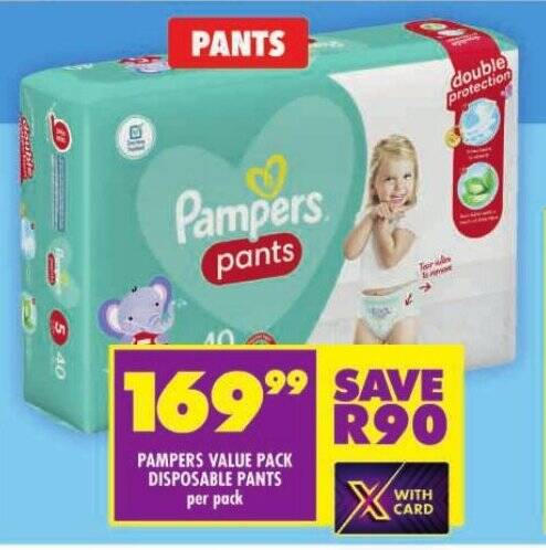 PAMPERS VALUE PACK DISPOSABLE PANTS offer at Shoprite