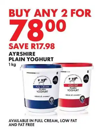 Woolworths AYRSHIRE PLAIN YOGHURT 1kg offer