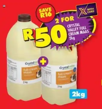 Shoprite CRYSTAL VALLEY FULL CREAM MAAS 2kg offer