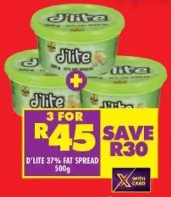 Shoprite D'LITE 37% FAT SPREAD 500g offer