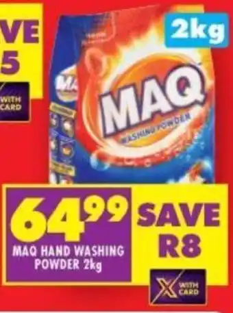 Shoprite MAQ HAND WASHING POWDER 2kg offer