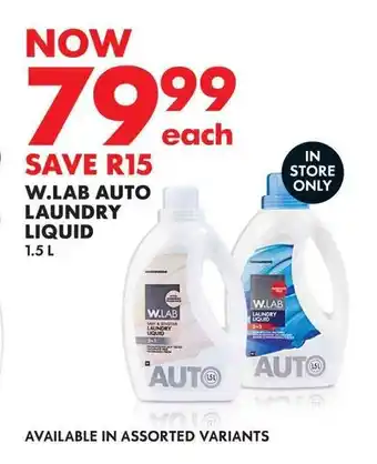 Woolworths W.LAB AUTO LAUNDRY LIQUID offer