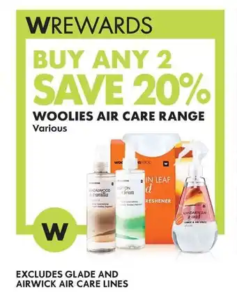 Woolworths WOOLIES AIR CARE RANGE Various offer