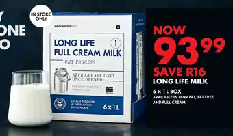 Woolworths LONG LIFE MILK 6 x 1L BOX offer