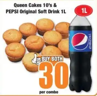 Boxer Queen Cakes 10's & PEPSI Original Soft Drink 1L offer