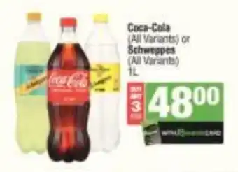 Spar Tops Coca-Cola (All Variants) or Schweppes (All Variants) 1L offer