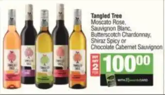 Spar Tops Tangled Tree Moscato Rose, Sauvignon Blanc, Butterscotch Chardonnay, Shiraz Spicy or Chocolate Cabernet Sauvignon offer